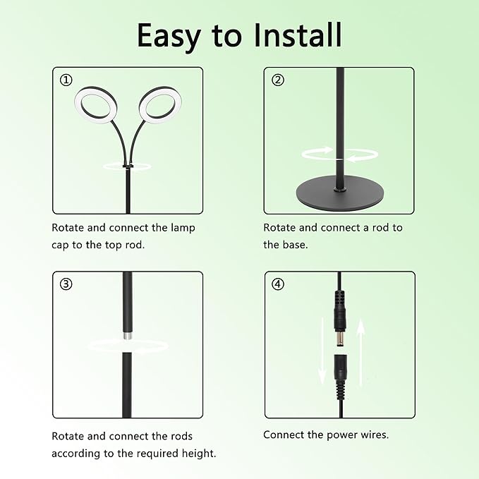 Grow Light for Indoor Plants, 2 Head Full Spectrum LED Tall Plant Lights with Timer, 3 Color Modes Standing Floor Growing Lamp, 70" Height Adjustable, 10 Dimmable Levels for Large Plants