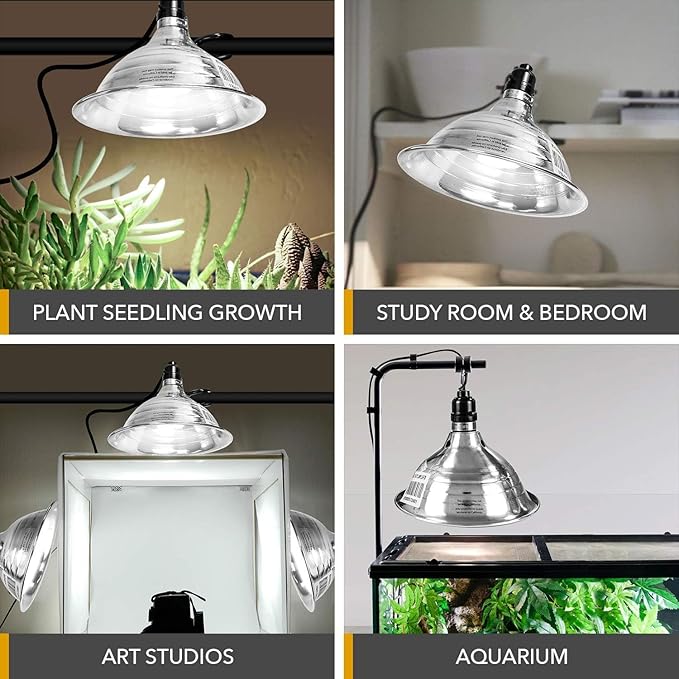 Simple Deluxe Clamp Lamp Light 8.5 Inch Adjustable Aluminum Reflector, Suit for E26 Socket Max 150 Watt Lamp (No Bulb Included), 6 Feet 18/2 SPT-2 Cord, Upgrade Tight Grip, 1 Pack