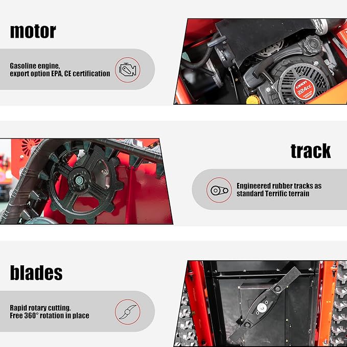 Robot Remote Control Snow Removal and Lawn Mower Electric Start 45°Climbing Crawler Anti-Skid Snow Removal Machine All-Terrain Lawn Mower and Snow Removal Machine (HW-224 Snow)