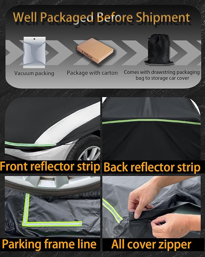 Full Enclosed Car Cover Universal Fit for CRV,RAV4,Rogue,CX5/CX30,Forester/Crosstrek,Lexus NX/UX,Tiguan,Escape,Tucson,Sportage,X1/X2,GLA/GLB, XT4/GT4,Audi Q3,Vibe/Aztek,Prius/Civic Hatchback