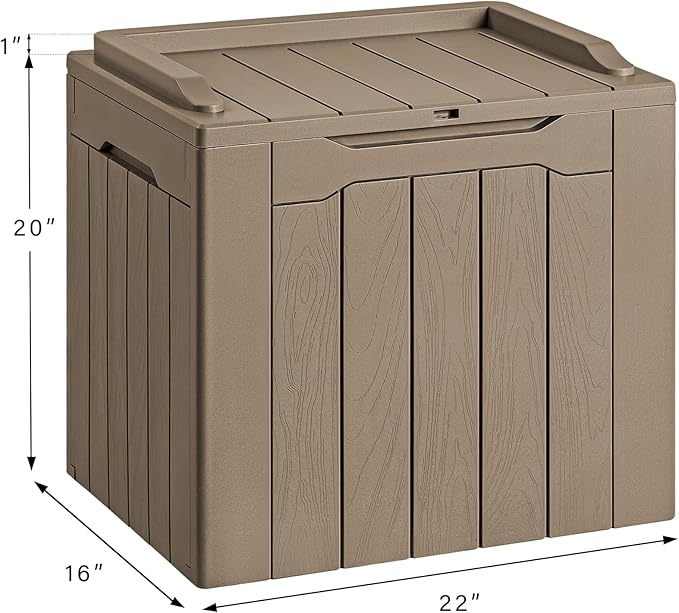 Devoko 30 Gallon Resin Deck Box Outdoor Indoor Waterproof Storage Box for Patio Furniture Pool Accessories Storage for Cushion Garden Tools (30 Gallon, Light Brown)