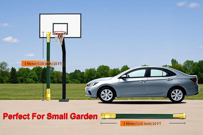 10FT Lightweight Garden Hose,Flexible Water Hose with Solid Brass Head,Kink-Free,Collapsible Hose,High Pressure Flat Water Hose for RV,Boat,Car Wash,Garden,Yard,Camper,Outdoor (GreenBlack, 10 feet)