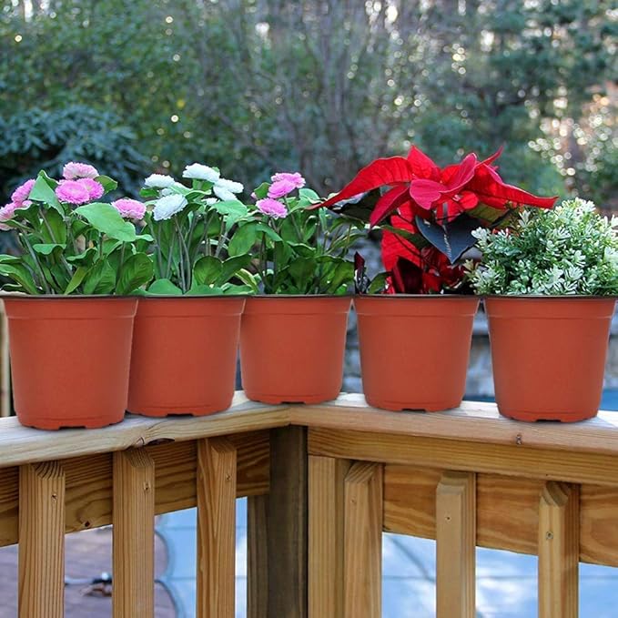 GROWNEER 60-Pack 6 Inch Plastic Nursery Pots with 15 Plant Labels – Seed Starter Kit for Indoor & Outdoor Flower Planting and Gardening Seedling Planter