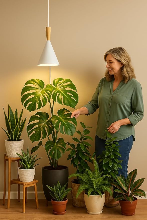 Hanging Grow Lights for Indoor Plants, Full Spectrum, with Timer and 15FT Power Cord, 20W Pendant Plant Lights for Indoor Growing, Large Tall Plant, Garden, Flowers, Greenhouse(White)