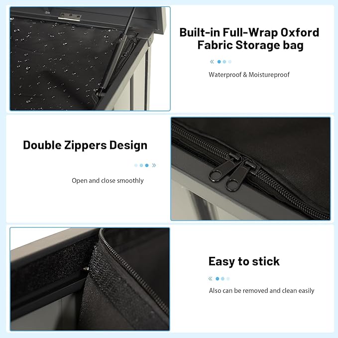 Outdoor Storage Box, 120 Gallon Metal Deck Box Built-in a Oxford Fabric Storage Bag, Lockable & Waterproof Outside Patio Storage Box - Gray