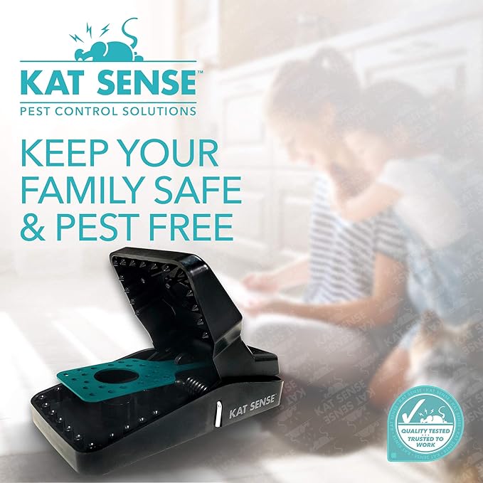 Kat Sense Rat Traps for House (12 Pack) Humane Rodent Trap for Instant Kill Results, Easy to Use Mouse Traps, Effective Anti-Rodent Solution, Reusable, Indoor ‘N Outdoor
