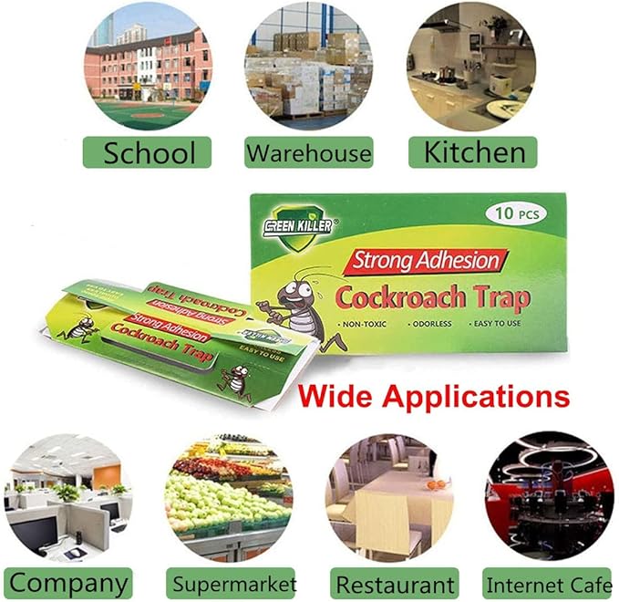Cockroach Trap Roach Killer Indoor Home Non-Toxic Sticky Bug Glue Trap for Roach, Ants, Spiders, Bugs, Beetles, Crickets (10 Pack)