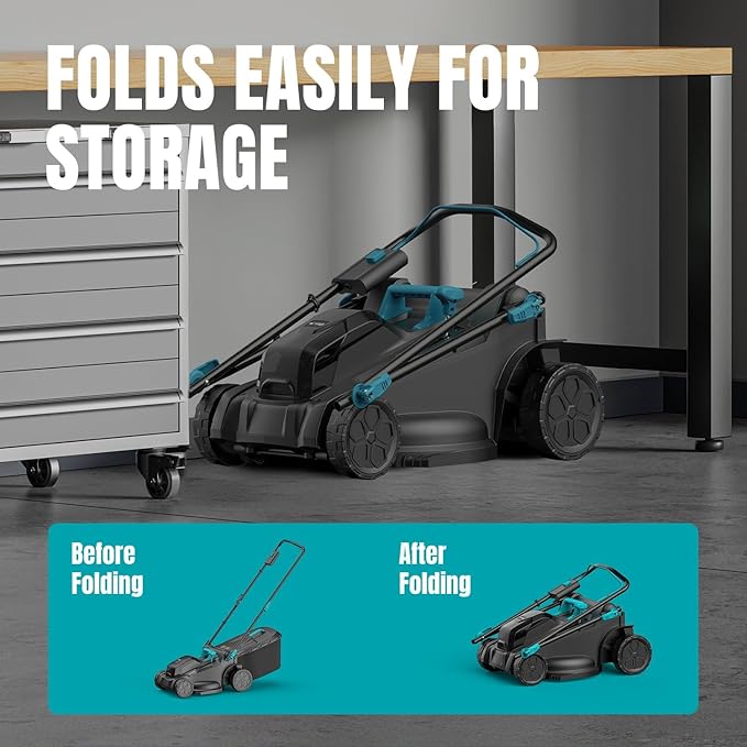 Electric Lawn Mower Cordless, 2x20V 16.1 inch Push Lawn Mower with 6-Position Cutting Height Adjustment, 2x4.0Ah Battery & Dual Charger Included