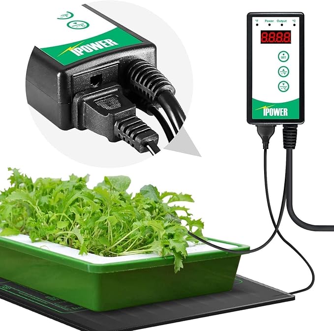 iPower Seedling Heat Mat Heating Pad 48"x20" with Digital Thermostat Combo Set, Waterproof for Indoor Seed Starting and Plant Germination