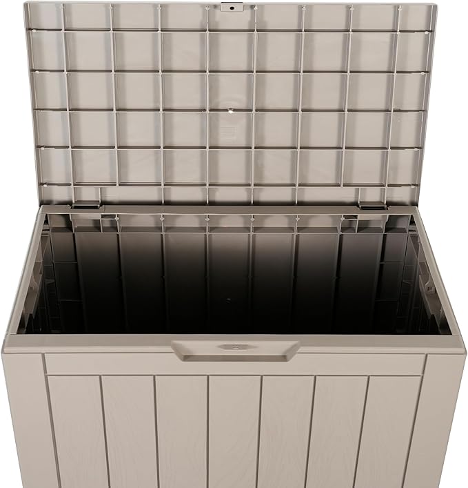 BTEXPERT Indoor Outdoor Storage Box, 30 Gallon Resin Deck Container for Package Delivery Patio Furniture Cushions Garden Tools Pool Sports Equipment UV Resistant Waterproof Lockable