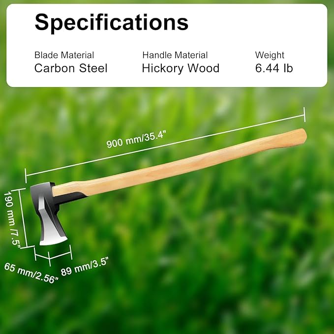 Wood Splitting Axe,Splitting Maul for Firewood,Heavy Duty Axe Forged Carbon Steel, Wooden Handle Chopping Axes (36inch)