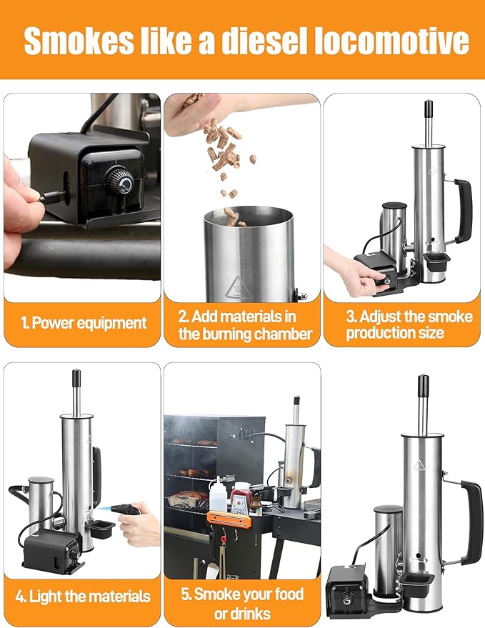 2025 Advanced Cold Smoke Generator, Tube for Pellet Smoker Upgrade, Generator for Gas Grilling, Portable Cordless Electric, Hot or Cold Smoking: Box for Any Grill, Gift for Men Dad Husband Friends