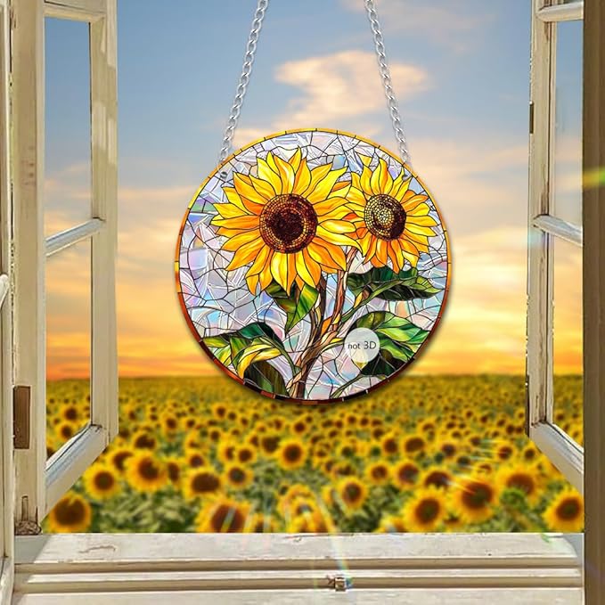 Sun Catchers Indoor Window, Acrylic Rainbow Suncatcher Window Hanging Decoration for Living Room Bedroom Summer Home Balcony Ornaments Decoration