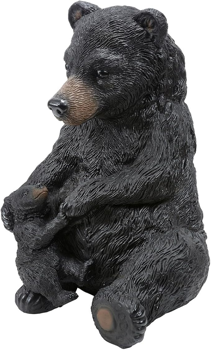 Black Forest Décor Mother & Cub Bear Sculpture - Rustic Polyresin Figurine for Tabletop Decor