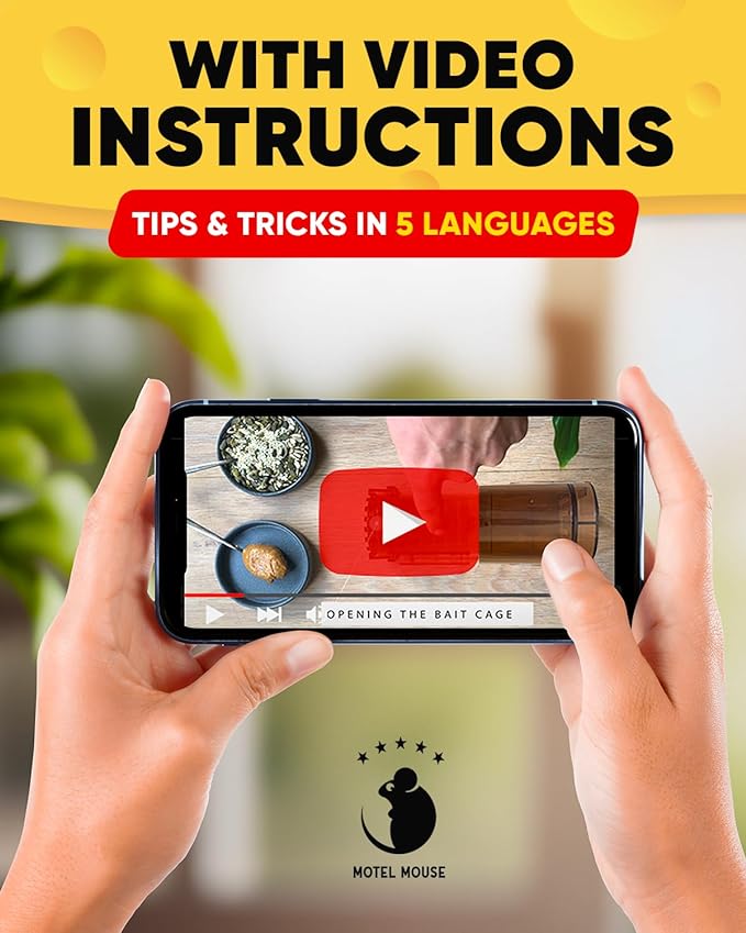 Motel Mouse Humane No Kill Live Catch and Release Mouse Traps, Reusable with Cleaning Brush - 2 Pack