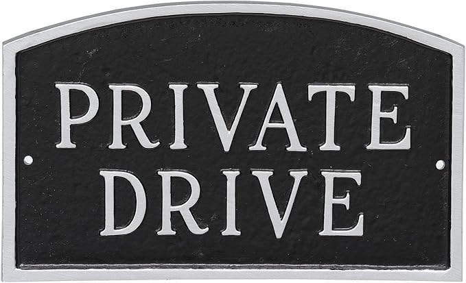 Montague Metal Products SP-12L-BS Private Drive Arch Statement Plaque, Large, Black and Silver