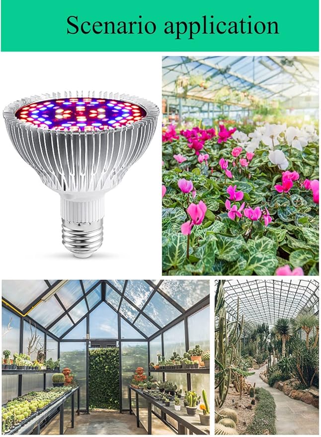 Full Spectrum 50W Led Plant Grow Light Bulb for Indoor Plants Vegetables and Seedlings, LED Plant Light Bulb for Hydroponics Indoor Garden Greenhouse and Organic Soil,E27 78LED Plant Lights,Pack of 2