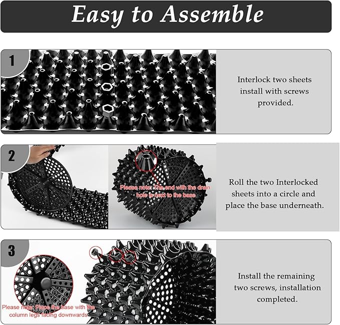 Air Pruning Planters 5 Gallon 6-Pack, Sturdy Plastic Roots Control Planter Container for Fruit Vegetable Garden Orchard, Size 12"x12",Black
