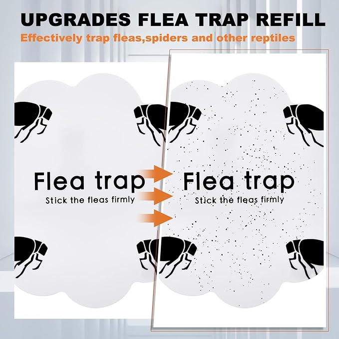 Qualirey 4 Pieces Flea Traps with 8 Sticky Disc 12 Bulbs 4 Electric Wires Pumpkin Halloween Flea Traps for Inside Your Home Light Trap for Indoor Safe to Pets