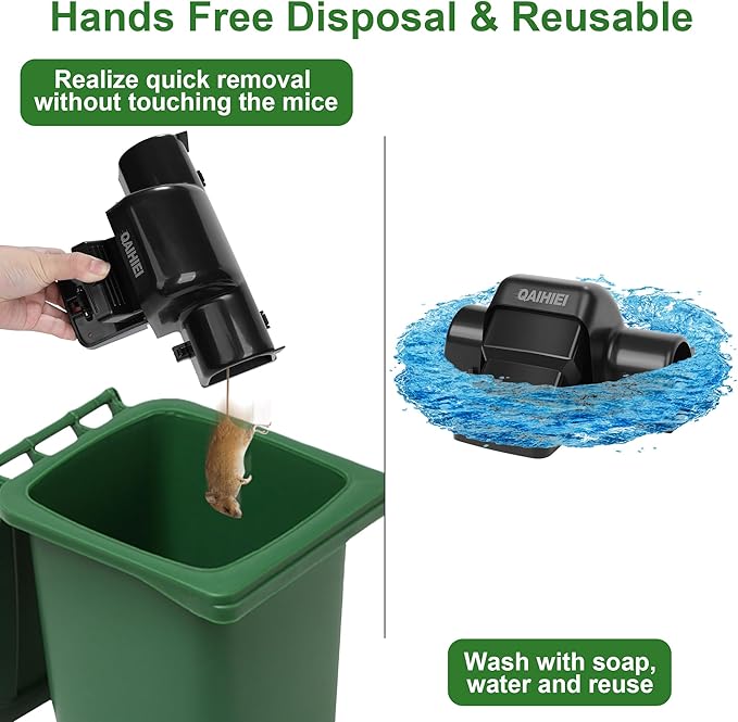 Rat Chipmunk Traps, Reusable Dual-Entry Tunnel Traps for Rats Mice Better Capture Rate, Covered Snap Trap for Humane Kill Indoor Outdoor for Home, Farm, Restaurants, 2 Pack