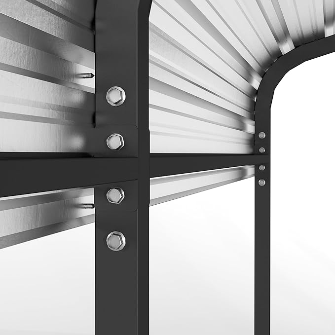 12x20 FT Metal Carport, Heavy Duty Car Port Canopy with Galvanized Steel Roof & Frame, Large Metal Carport Kit, Outdoor Car Garage, Steel Car Shelter for Car, Boat, Truck, Black