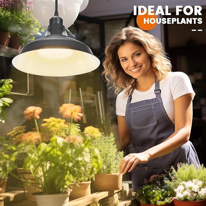 MYSWEETY Hanging Grow Light, Full Spectrum Hanging Plant Lights for Indoor, Vintage Decorative Grow Lights with 16.4FT Power Cord, Plug in Pendant Light with Adjustable Pulley for Plants, Flowers (1)