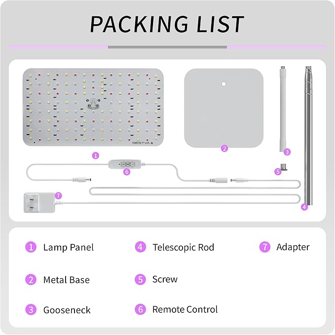 BESTVA 18W Grow Lights for Indoor Plants with Stand, Full Spectrum LED Plant Light for Indoor Plants,12-59 Inches Height Adjustable Growing Lamp with Auto On/Off Timer 4H/8H/12H, 4 Dimmable Brightnes