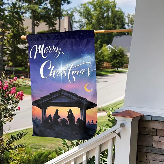Christmas Nativity Scene Characters Black Silhouette Desert Night Comet Star Garden Flag Welcome Party Outdoor Outside Decorations Picks Home House Garden Yard Decor 12x18 Inch