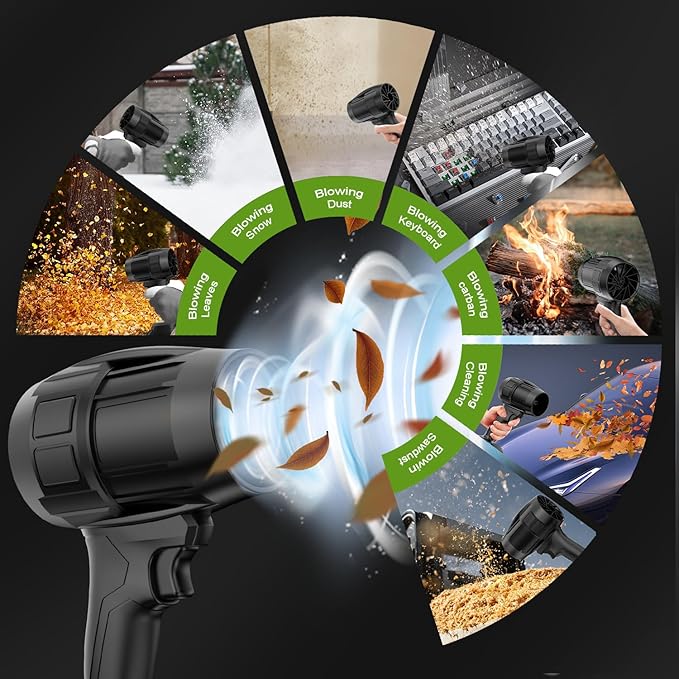 Leaf Blower Cordless with Battery, Turbo Jet Blower, 55000RPM Handheld Leaf Blower 2 X 4.0Ah Batteries for Lawn Care, Patio, Blowing Leaves, Snow Blowing (Black-001)