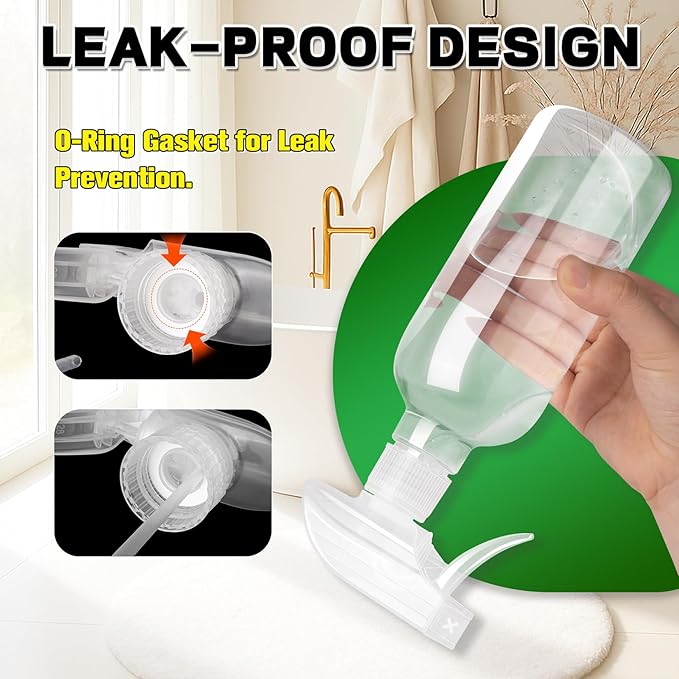 DIYSELF Spray-Nozzle-for-Bottles, 8 Pcs Spray Bottle Tops Replacement, Mist Stream Trigger Sprayer for 8oz 16oz 32oz Bottles, Clear Spray Bottle Heads for Cleaning Solutions, Car Detailing, Leakproof