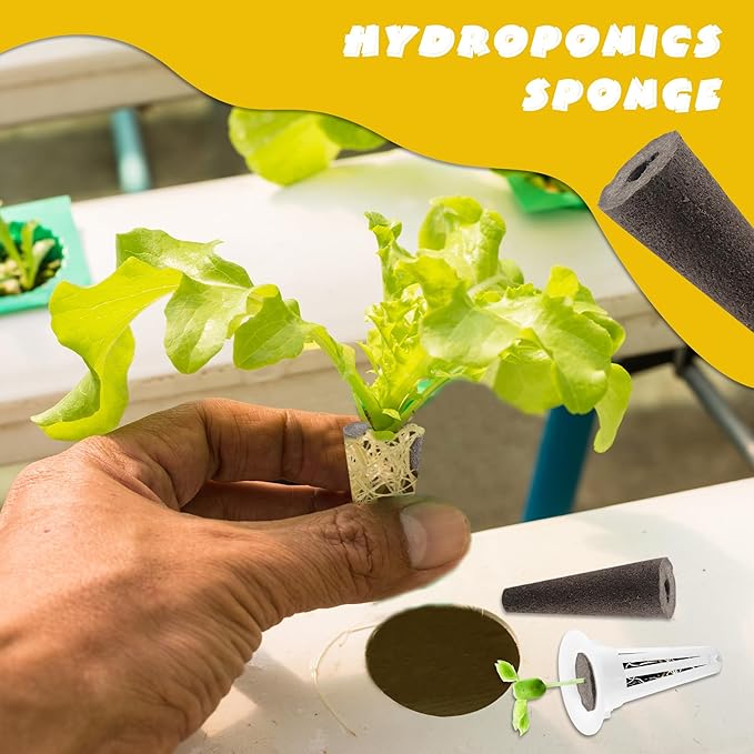 62 Sets Grow Sponges with Baskets Replacement Root Growth Sponges Seed Starter Pods for Hydroponic Indoor Garden System