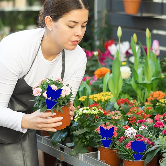 Fruit Fly Traps, 100 Pack Blue Sticky Traps, Fungus Gnat Traps, Plant Fly Stickers for Indoor and Outdoor Use Protect The Plant