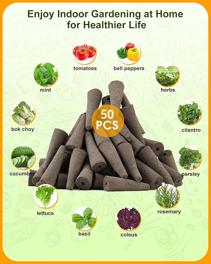 50 PCS Grow Sponges for Hydroponics (No Seeds)