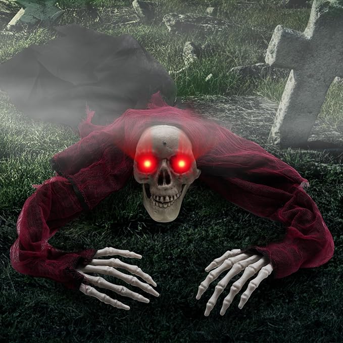 Halloween Outdoor Decor Animated Groundbreaker Zombie with Flashing Eyes and Creepy Sound for Halloween Yard,Lawn,Patio,Haunted House