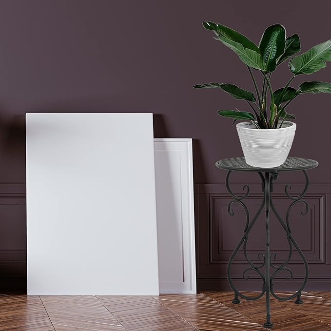 Metal Plant Stands 2 Pack, Heavy Duty Plant Pedestal 17" Tall, Single Flower Pot Holder for Indoor, Outdoor, Patio, Porch, Garden, Balcony, Black