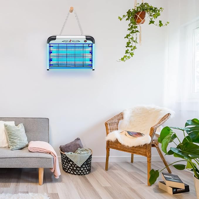 Indoor Bug Zapper Plug-in, Electric Mosquito Zapper Fly Killer, Powerful 20W Flying Insect Mosquito Repellent Lamp, Bug Light Trap Catcher for Gnat Fruit Fly Moth Pest Control w/ 2 Replacement Bulbs