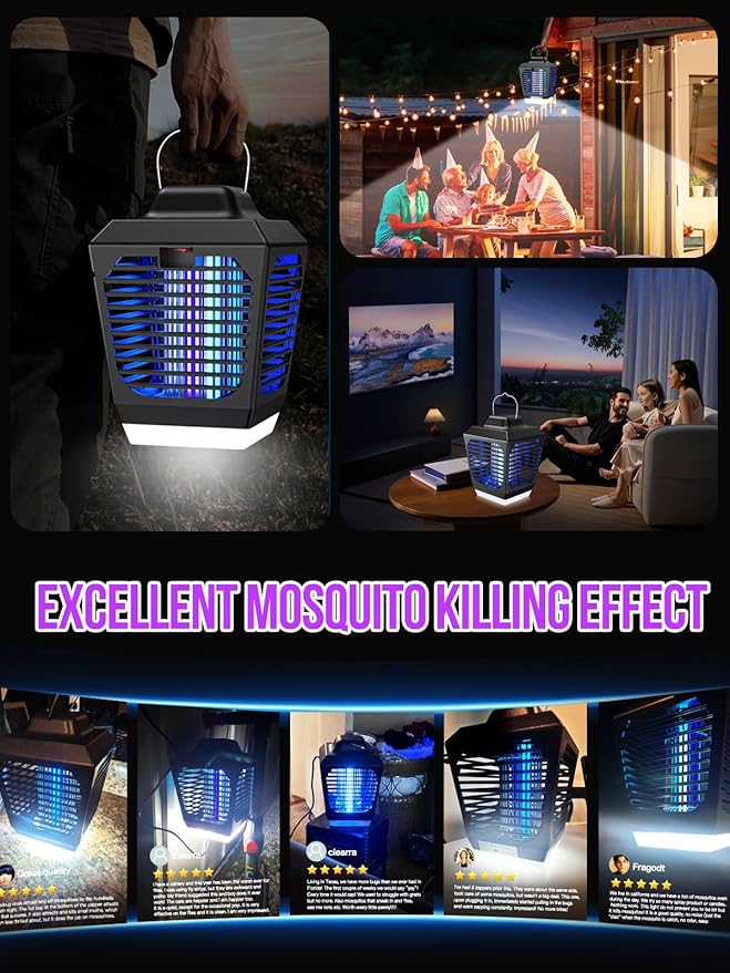 Bug Zapper, Mosquito Zapper with LED Light, Bug Zapper Outdoor, Electric Fly Zapper, Mosquito Killer, Fly Traps, Flying Insects Zapper Indoor Outdoor