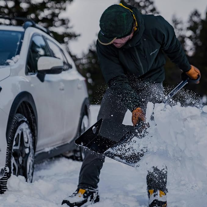 DMOS Stealth Shovel - Lightweight, Heavy-Duty Aluminum Sand & Snow Shovel with Extendable & Collapsible Handle for Camping, Overlanding, Survival, & Off-Road Use - Black/Black - X-Large