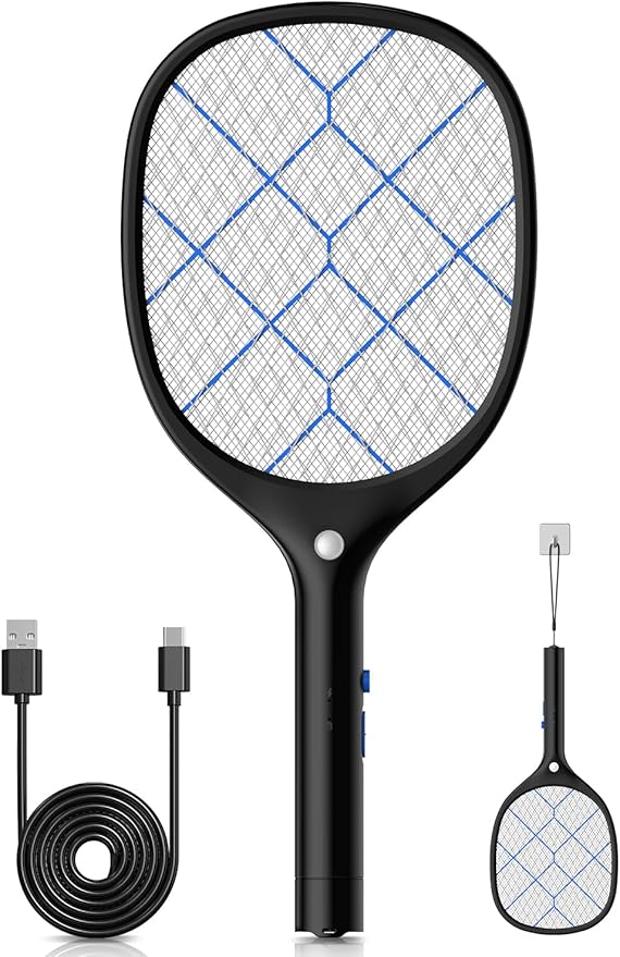 YISSVIC Electric Fly Swatter Bug Zapper Racket 4000V Rechargeable Mosquito Killer with LED Light for Indoor Home Office Backyard Patio Camping