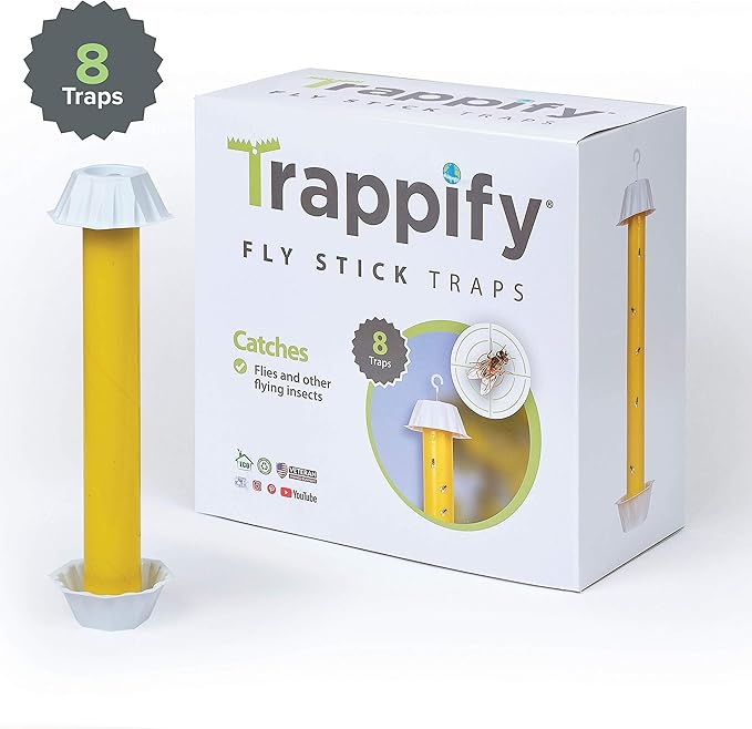 Trappify Hanging Fly Traps Outdoor: Fruit Fly Traps for Indoors | Gnat Trap | Gnat Traps for House Indoor | Fly Trap Indoor - Disposable Sticky Fly Trap for Indoor House Pest Control (8 Pack)