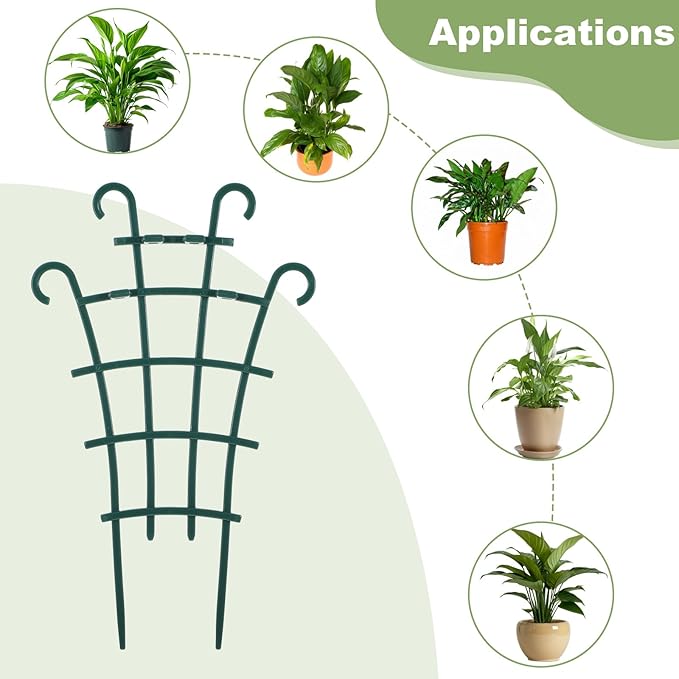 24 Pcs Plant Trellis Indoor, Stackable Plant Trellis for Climbing Plants Indoor, Small Plant Climbing Trellis for Potted Plants Plastic Climbing Plant Support Trellis for Houseplant