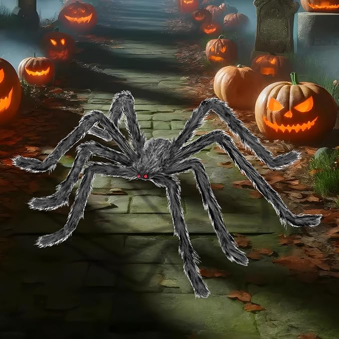 Halloween Decorations Outdoor and Indoor,78" Giant Spider Decorations,Scary Large Spider Props for Yard Lawn,Halloween Party Decorations,Haunted House Decor,Sliver