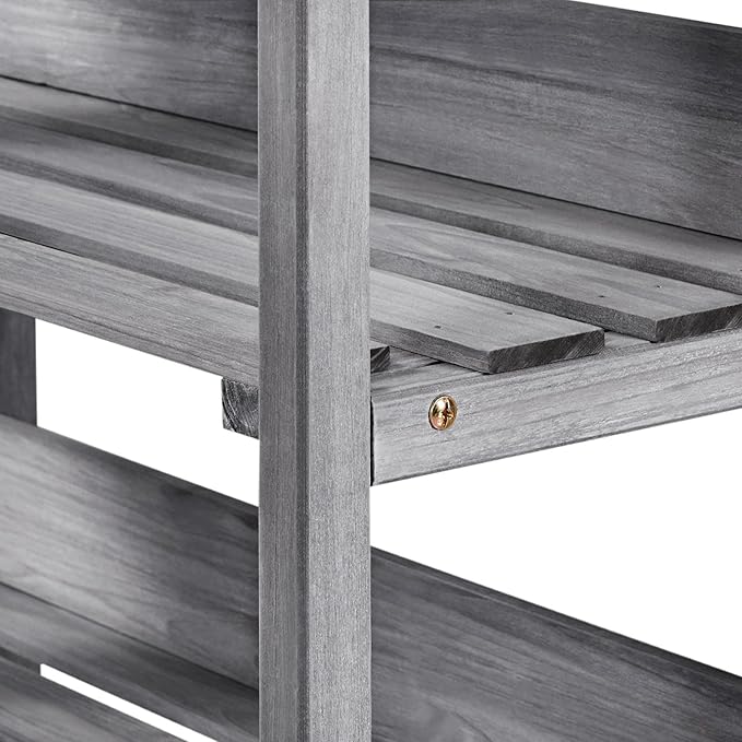 Yaheetech Garden Potting Table Horticulture Potting Bench w/Storage Shelf W/Metal Tabletop w/Hook 3 Shelves Workstation Work Benches Station, Gray