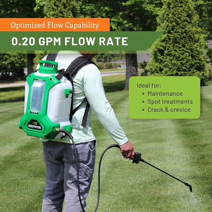 FlowZone Zephyr Flow Optimized QuickSwap Battery Powered Backpack Sprayer - 4 Gallon Electric Sprayer Compatible with FlowZone, DeWalt, Milwaukee, Makita, & Bosch Batteries (Battery Not Included)