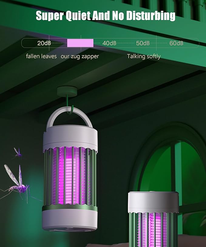 Bug Zapper Out- Portable Electric Mosquitoes and Flying Insect Trap Light | High Powered Wireless Killer Lamp | Must Haves for Kitchen, Camping, Room, Home Rechargeable Indoor