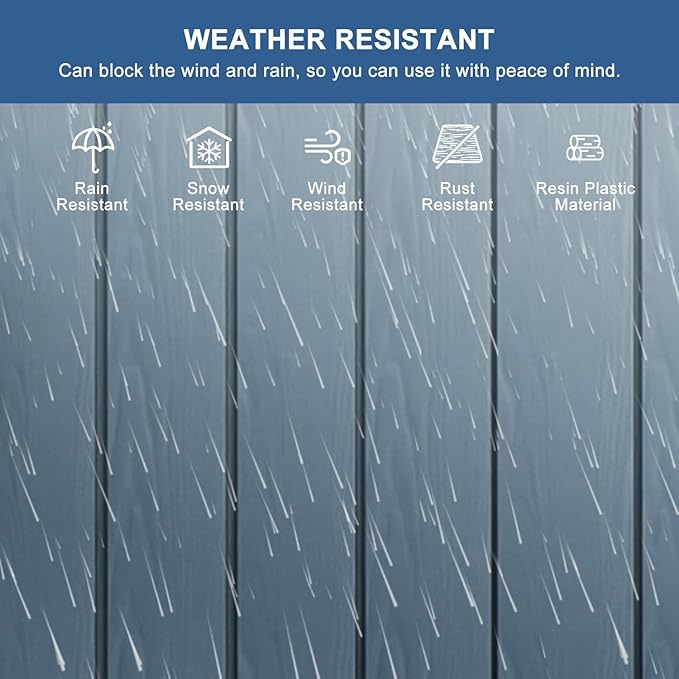 Outdoor Storage Shed, 5x3FT Resin Shed with Floor and Lockable Doors, 80 Cu.Ft Waterproof Patio Storage Cabinet, Plastic Construction for Outdoor Storage