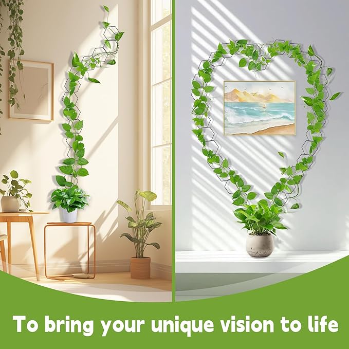 Chain Trellis for Climbing Plants, Hexagonal Metal Plant Support, DIY Installation, Indoor and Outdoor Use for Monstera and Ivy