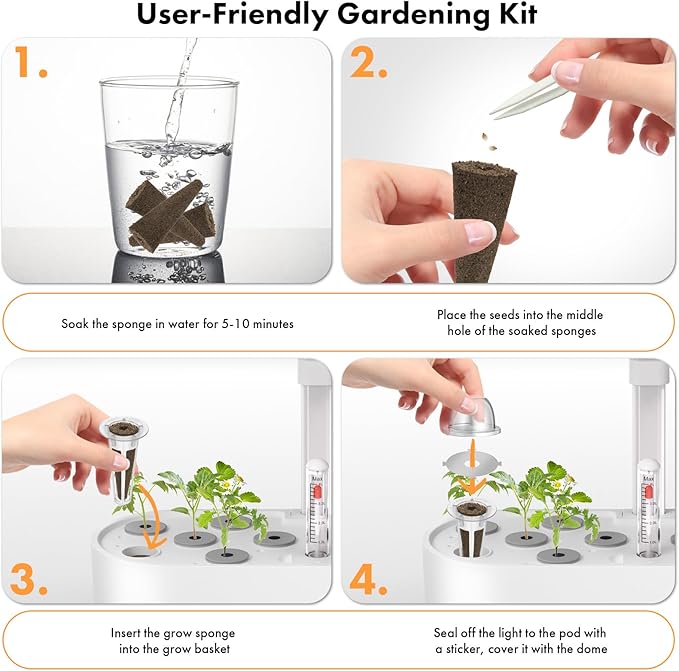 LYKOCLEAN Flower Fruit Seed Pods for AeroGarden, Ahopegarden, iDOO Hydroponics Growing System Indoor, 350 Seeds Including Dwarf Sunflower Bambino, French Marigold, Red Tomato, Red Strawberry (12-Pods)