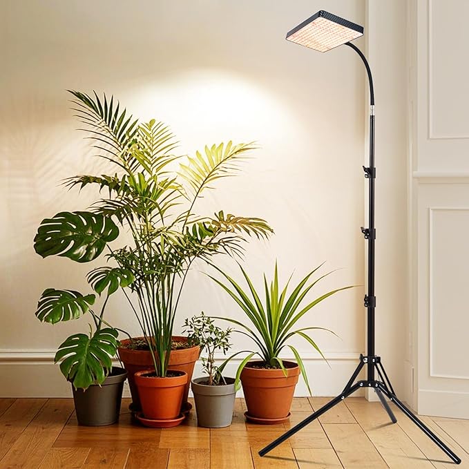 Grow Light with Stand and Timer, 25 Watt Power Home Plug Standing Tall Plant Light, Full Spectrum Grow Lights for Indoor Houseplants, Bonsai Tree, Seed Starting, 24"-64" Height Adjustable