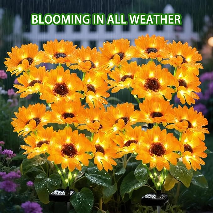 Solar Sunflower Lights 6 Pack with 36 Sunflower Solar Lights Outdoor Garden Decor Birthday Gift for Mom Women Grandma,Waterproof Solar Flower Garden Stake Lights for Yard Landscape Patio Lawn Pathway